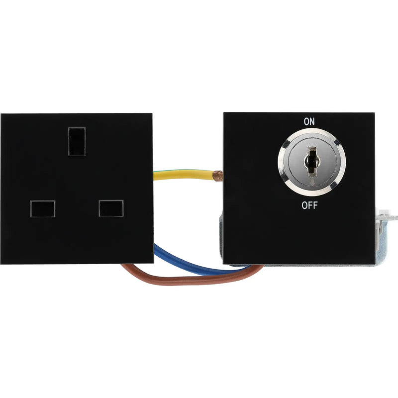 BG Electrical Euro Module - 13A double pole, key controlled socket