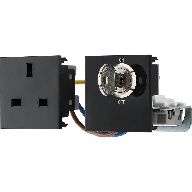 BG Electrical Euro Module - 13A double pole, key controlled socket