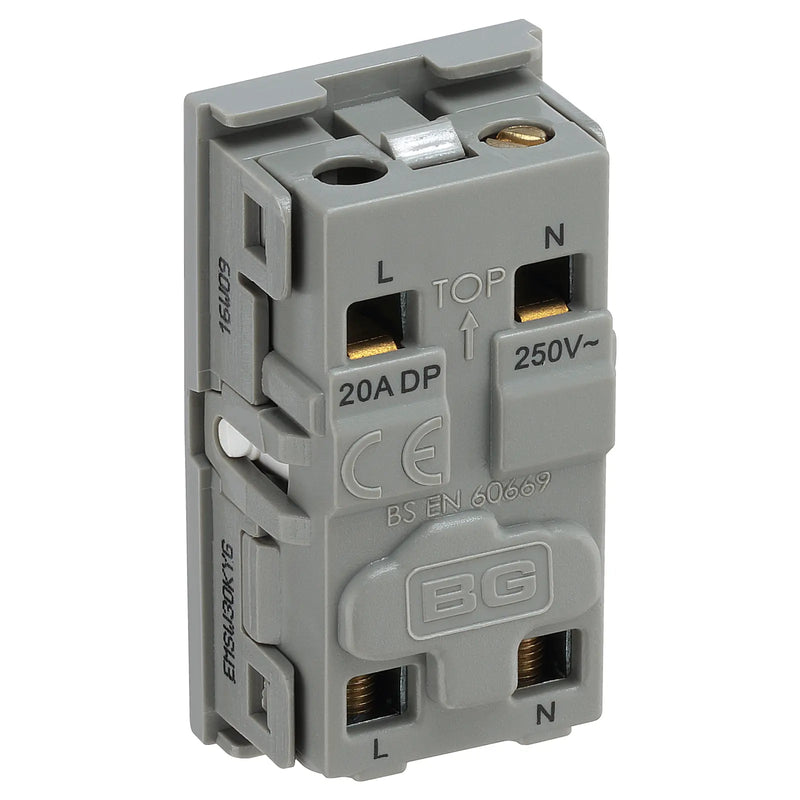 BG Electrical Euro Module - 20 Amp double pole key switch