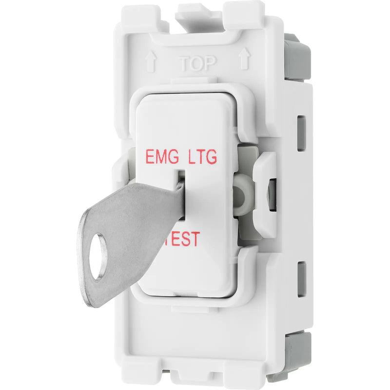 BG Electrical Grid - 2 way, single pole, printed EMG LTG TEST (EVOLVE WHITE)