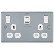BG Electrical Metal Clad - Double switched single pole, with USB A + C (22W)