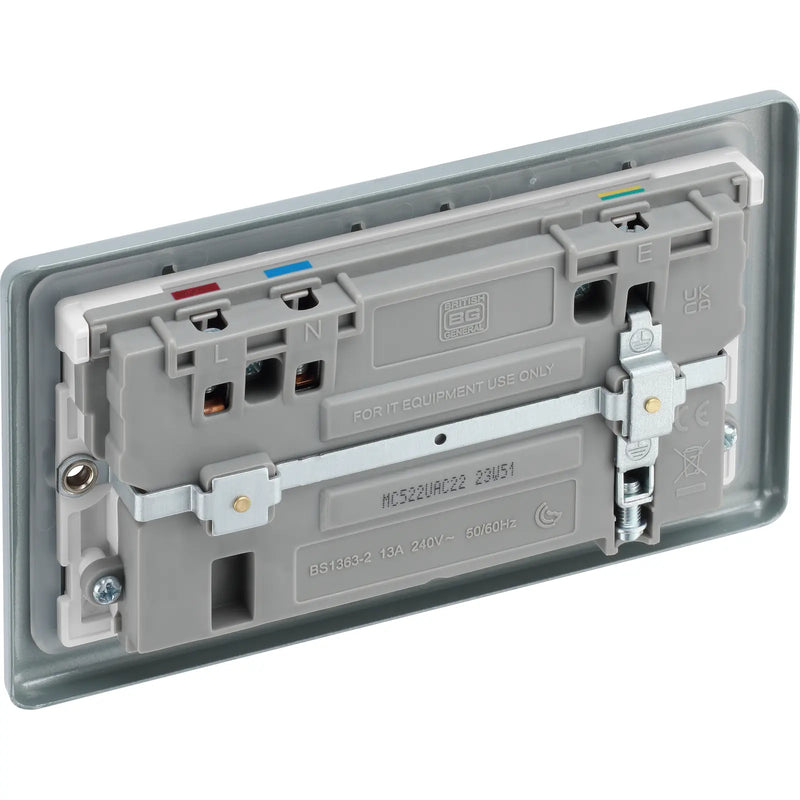 BG Electrical Metal Clad - Double switched single pole, with USB A + C (22W)