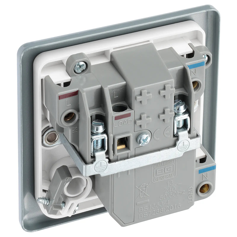 BG Electrical Metal Clad - Fused unswitched,with Type A RCD and flex outlet