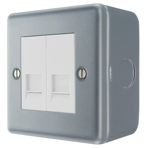 BG Electrical Metal Clad - Double, RJ45 telephone socket