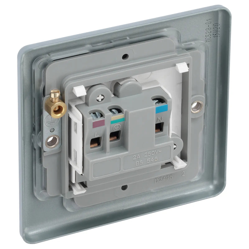 BG Electrical Metal Clad - 2A, single, unswitched, round pin