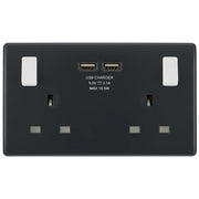 BG Electrical Part M - Double switched, single pole, with 2 x USB A