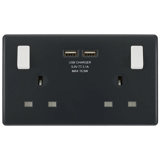 BG Electrical Part M - Double switched, single pole, with 2 x USB A