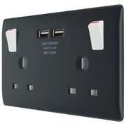 BG Electrical Part M - Double switched, single pole, with 2 x USB A