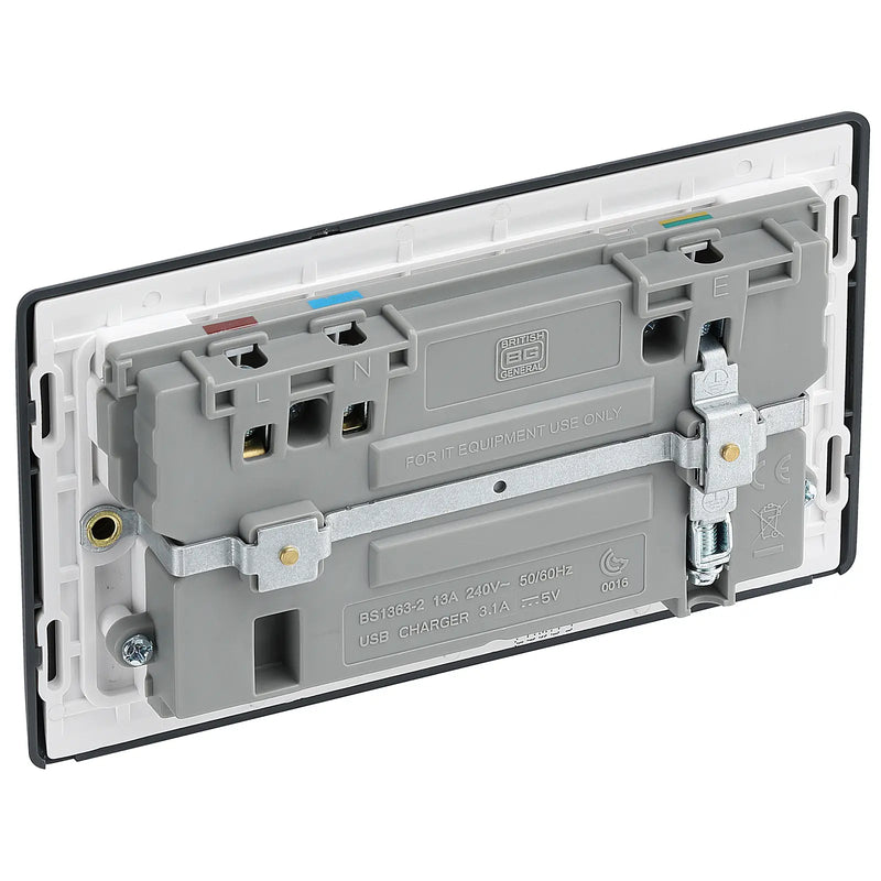 BG Electrical Part M - Double switched, single pole, with 2 x USB A