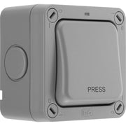 BG Electrical Weatherproof Storm - Single, 2 way retractive, printed 'PRESS', IP66