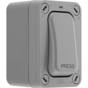 BG Electrical Weatherproof Storm - Single, 2 way retractive, printed 'PRESS', IP66