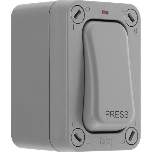 BG Electrical Weatherproof Storm - Single, 2 way retractive, printed 'PRESS', IP66