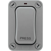 BG Electrical Weatherproof Storm - Single, 2 way retractive, printed 'PRESS', IP66
