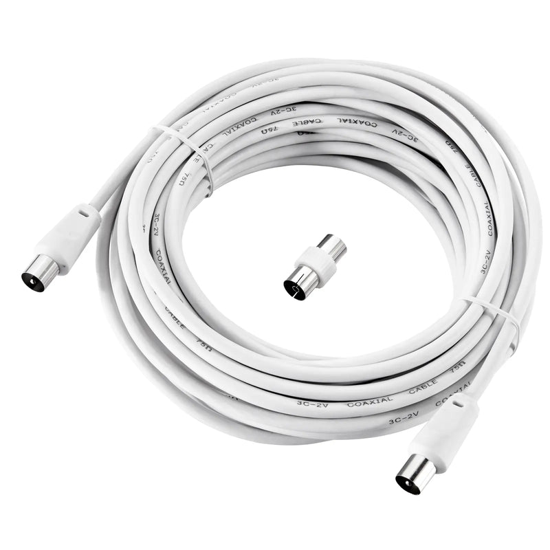 Ross Cable Accessories - Coaxial aerial cable with coupler (10m, white)