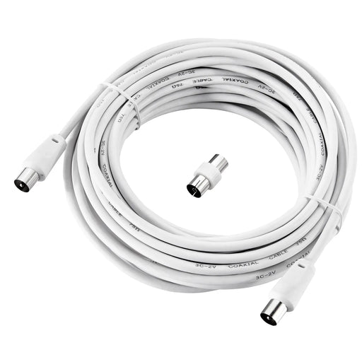 Ross Cable Accessories - Coaxial aerial cable with coupler (10m, white)