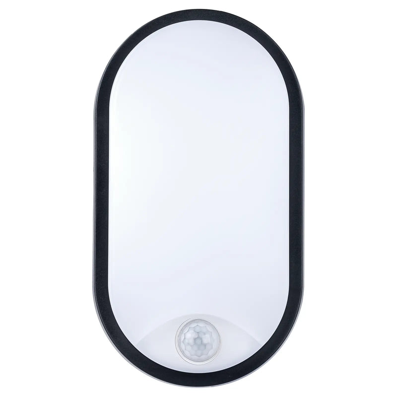 Luceco Ext Residential - Exterior residential bulkhead oval 700lumens with white or black bezel + PIR