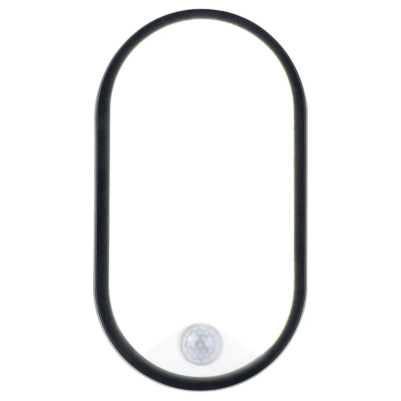 Luceco Ext Residential - Exterior residential bulkhead oval 700lumens with white or black bezel + PIR