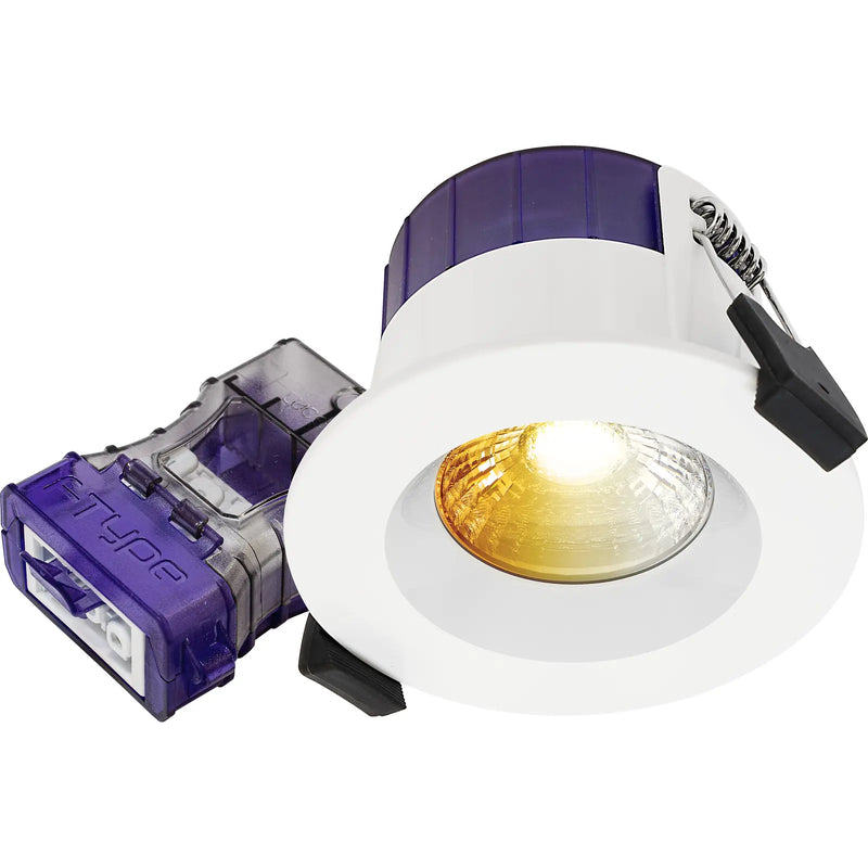 Luceco Ftype Ultra Fire Rated Downlight 4W/6W 690lm Power Change & CCT Change 3000K / 4000K Dim2Warm Dimmable IP65 White - Regressed