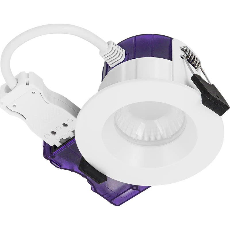 Luceco Ftype Ultra Fire Rated Downlight 4W/6W 690lm Power Change & CCT Change 3000K / 4000K Dim2Warm Dimmable IP65 White - Regressed