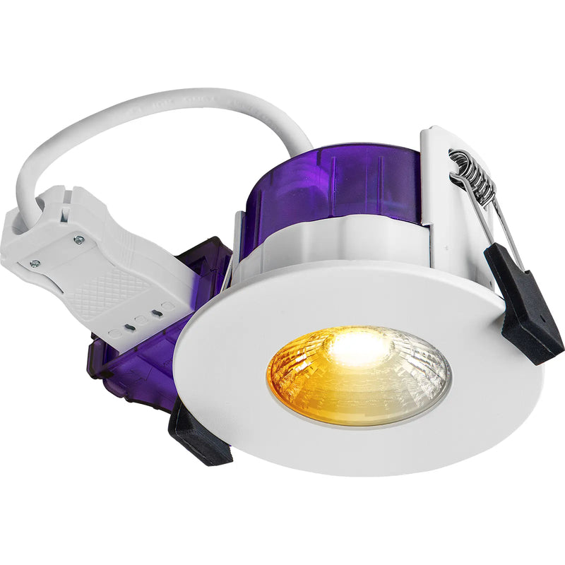 Luceco Ftype Ultra Fire Rated Downlight 4W/6W 690lm Power Change & CCT Change 3000K / 4000K Dim2Warm Dimmable IP65 White - Flat - Pack of 1