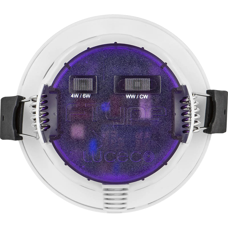 Luceco Ftype Ultra Fire Rated Downlight 4W/6W 690lm Power Change & CCT Change 3000K / 4000K Dim2Warm IP20 White - Adjustable
