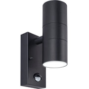 Luceco Azurar Wall Light - Exterior decorative up / down wall light GU10 with PIR finished in black