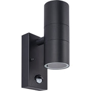 Luceco Azurar Wall Light - Exterior decorative up / down wall light GU10 with PIR finished in black