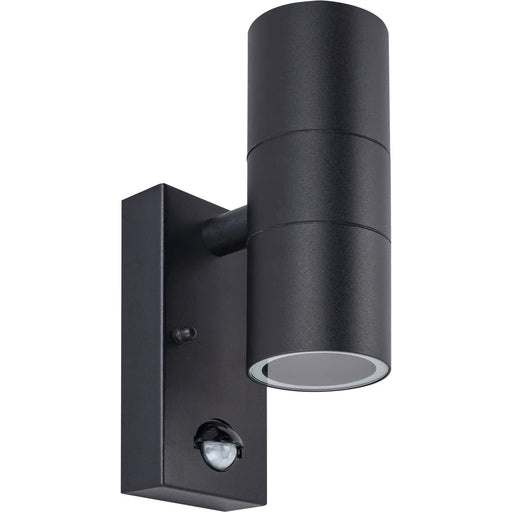 Luceco Azurar Wall Light - Exterior decorative up / down wall light GU10 with PIR finished in black
