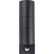 Luceco Azurar Wall Light - Exterior decorative up / down wall light GU10 with PIR finished in black