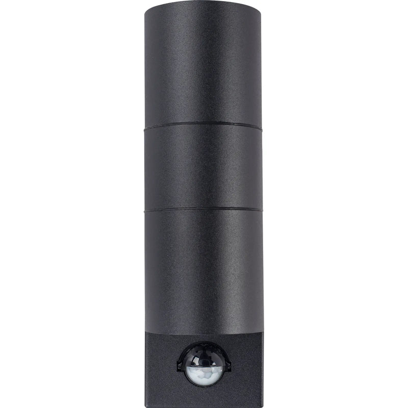 Luceco Azurar Wall Light - Exterior decorative up / down wall light GU10 with PIR finished in black