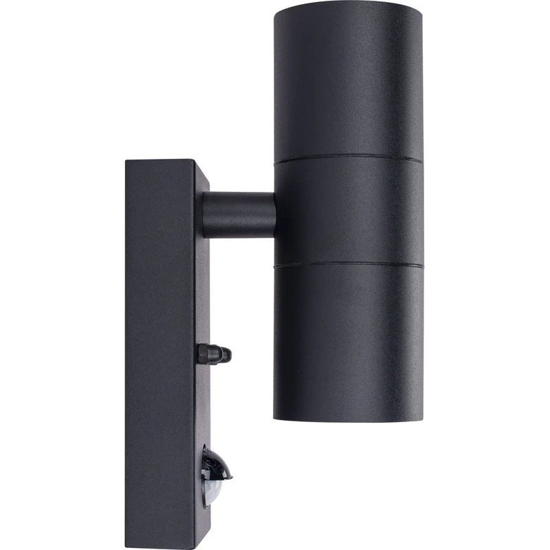 Luceco Azurar Wall Light - Exterior decorative up / down wall light GU10 with PIR finished in black