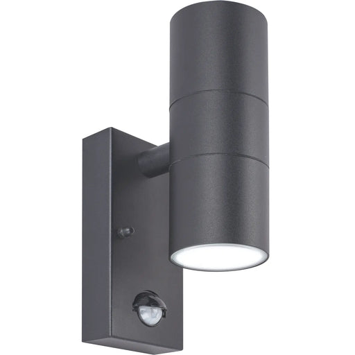Luceco Azurar Wall Light - Exterior decorative up / down wall light GU10 with PIR finished in slate grey