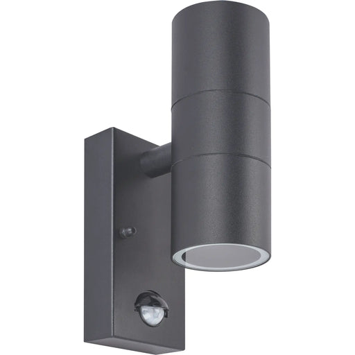 Luceco Azurar Wall Light - Exterior decorative up / down wall light GU10 with PIR finished in slate grey
