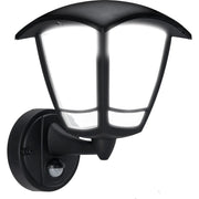 Luceco Coach Lantern - Exterior LED PIR Coach Lantern 4 Panel Bottom Arm 640lm 8w 4000k Ip44 Black
