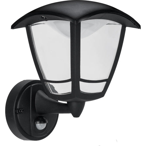 Luceco Coach Lantern - Exterior LED PIR Coach Lantern 4 Panel Bottom Arm 640lm 8w 4000k Ip44 Black