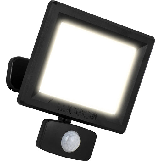 Luceco Essence Floodlight with ball joint 30W black 4000k colour temp with PIR