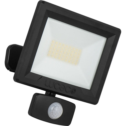 Luceco Essence Floodlight with ball joint 30W black 4000k colour temp with PIR