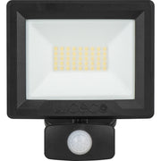 Luceco Essence Floodlight with ball joint 30W black 4000k colour temp with PIR
