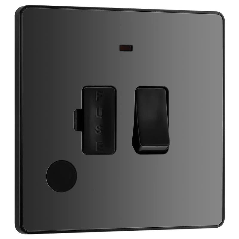 BG Electrical Evolve Black Chrome - Switched and fused with indicator