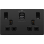 BG Electrical Evolve Black Chrome - Double switched single pole, with USB A + C (45W)