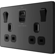BG Electrical Evolve Black Chrome - Double switched single pole, with USB A + C (45W)