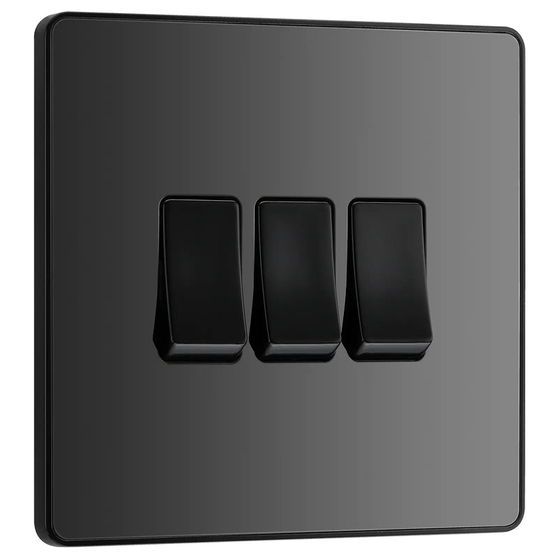 BG Electrical Evolve Black Chrome - Triple, 2 way switch