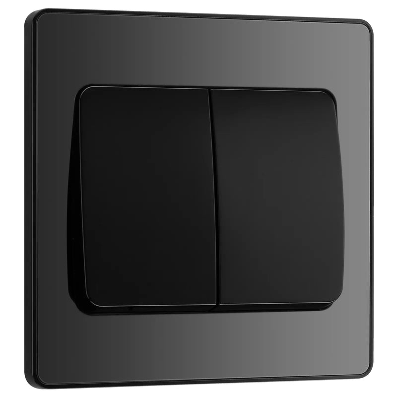 BG Electrical Evolve Black Chrome - Double, 2 way switch, wide rocker
