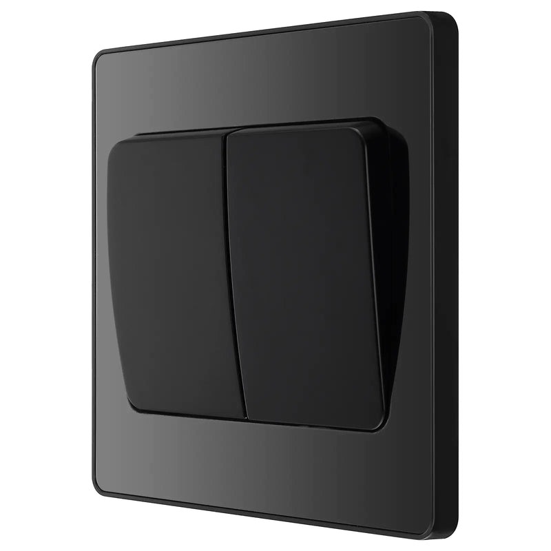 BG Electrical Evolve Black Chrome - Double, 2 way switch, wide rocker