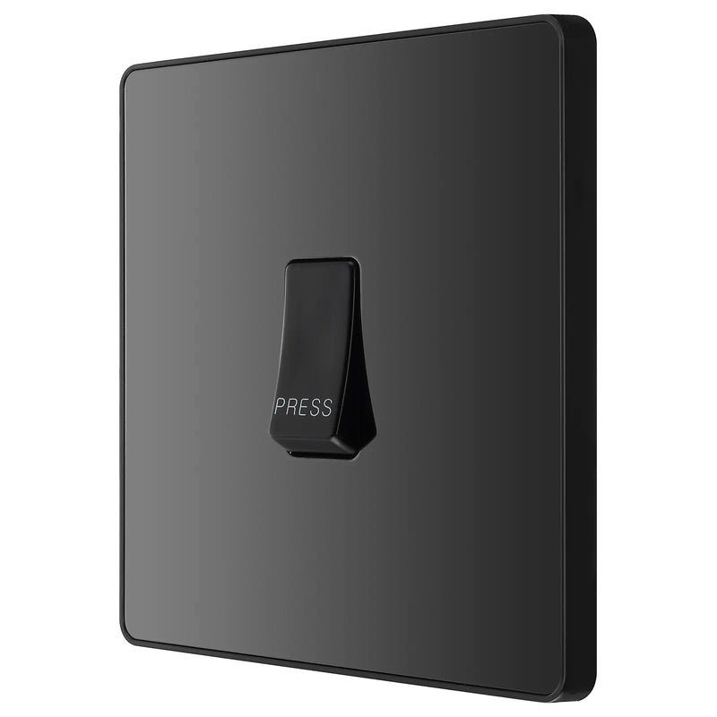 BG Electrical Evolve Black Chrome - Single, bell push switch