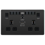 BG Electrical Evolve Black Chrome - Double, switched, single pole, WiFi Extender + USB A