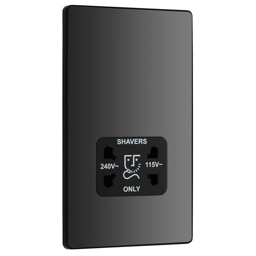 BG Electrical Evolve Black Chrome - 115/240V dual voltage shaver socket