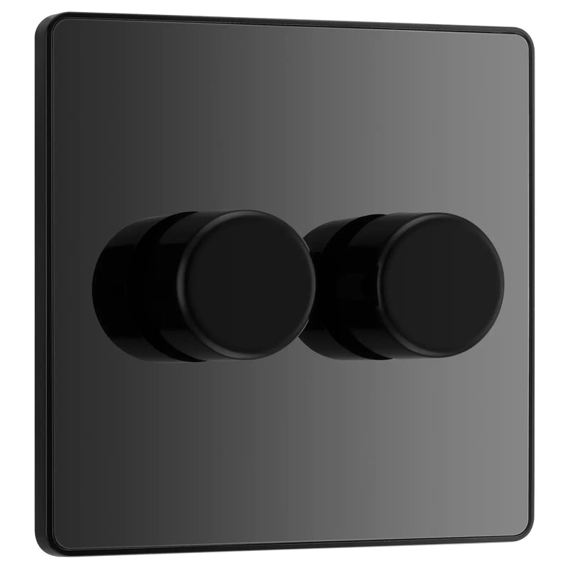 BG Electrical Evolve Black Chrome - Double, 2 way push 200W