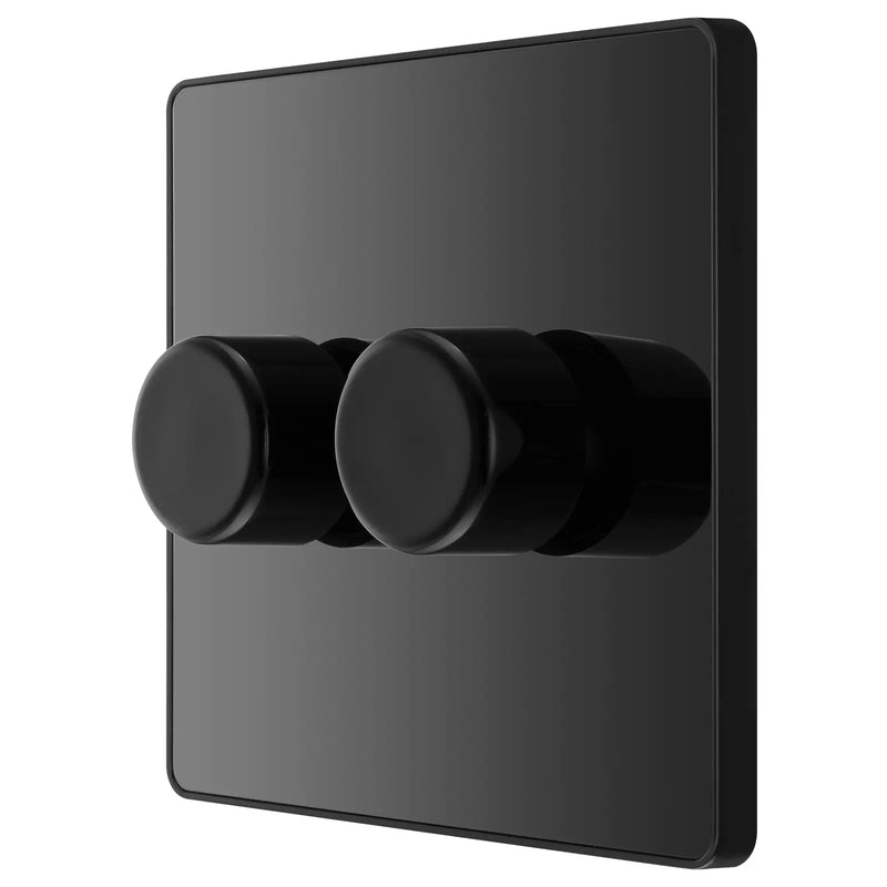 BG Electrical Evolve Black Chrome - Double, 2 way push 200W