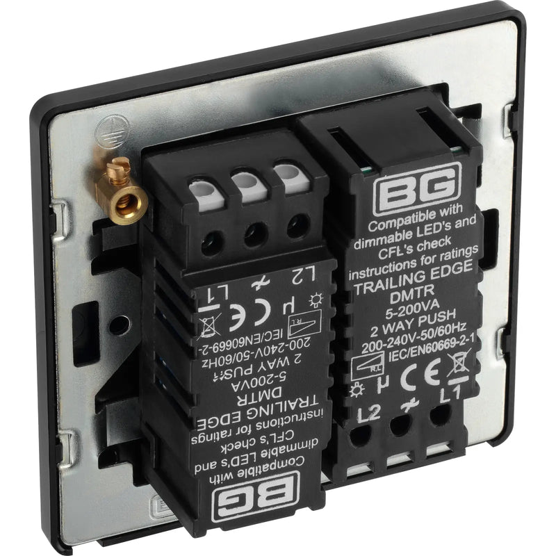 BG Electrical Evolve Black Chrome - Double, 2 way push 200W